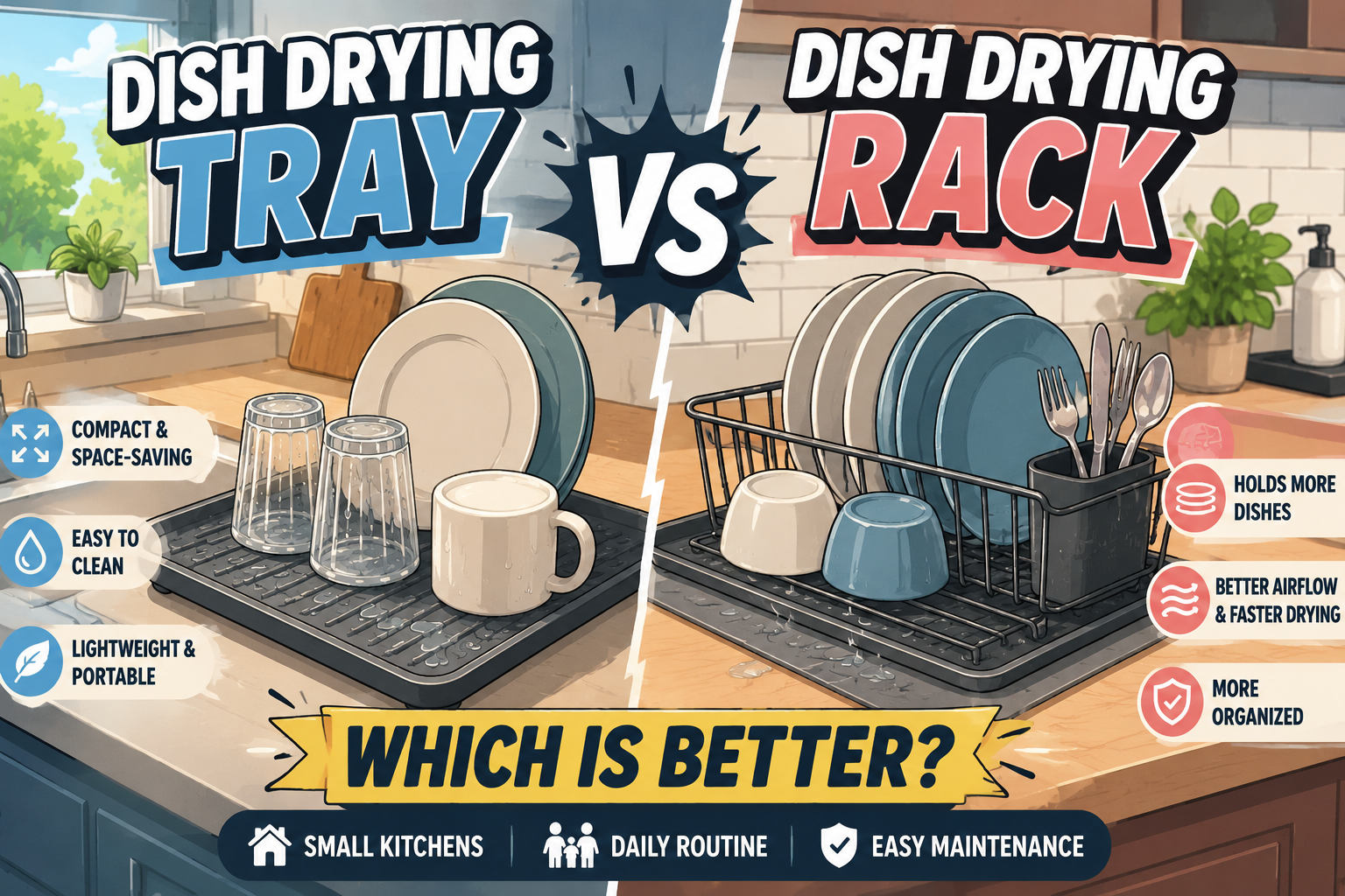 Dish Drying Tray vs Dish Drying Rack: Which Is Better?