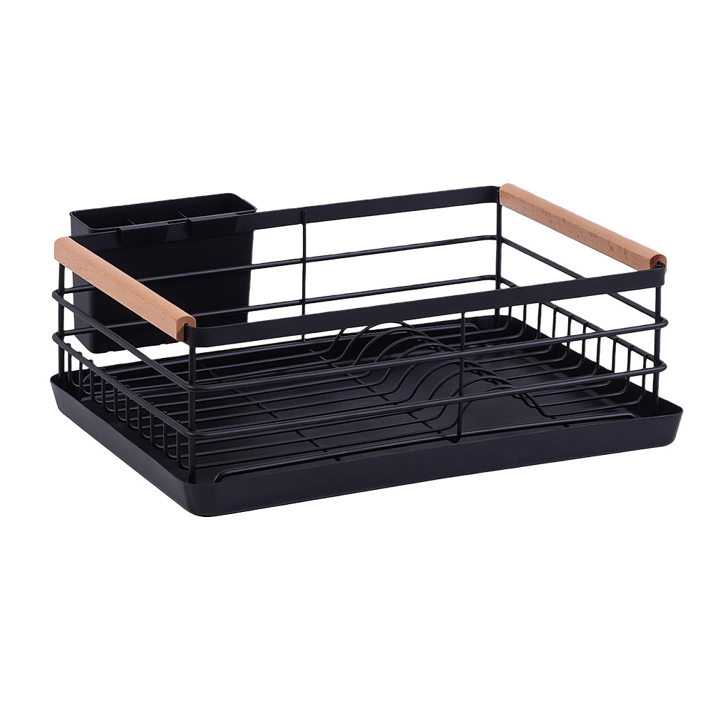 Stainless Steel Dish Drying Rack with Removable Cutlery Holder and Drainboard for Kitchen Counter