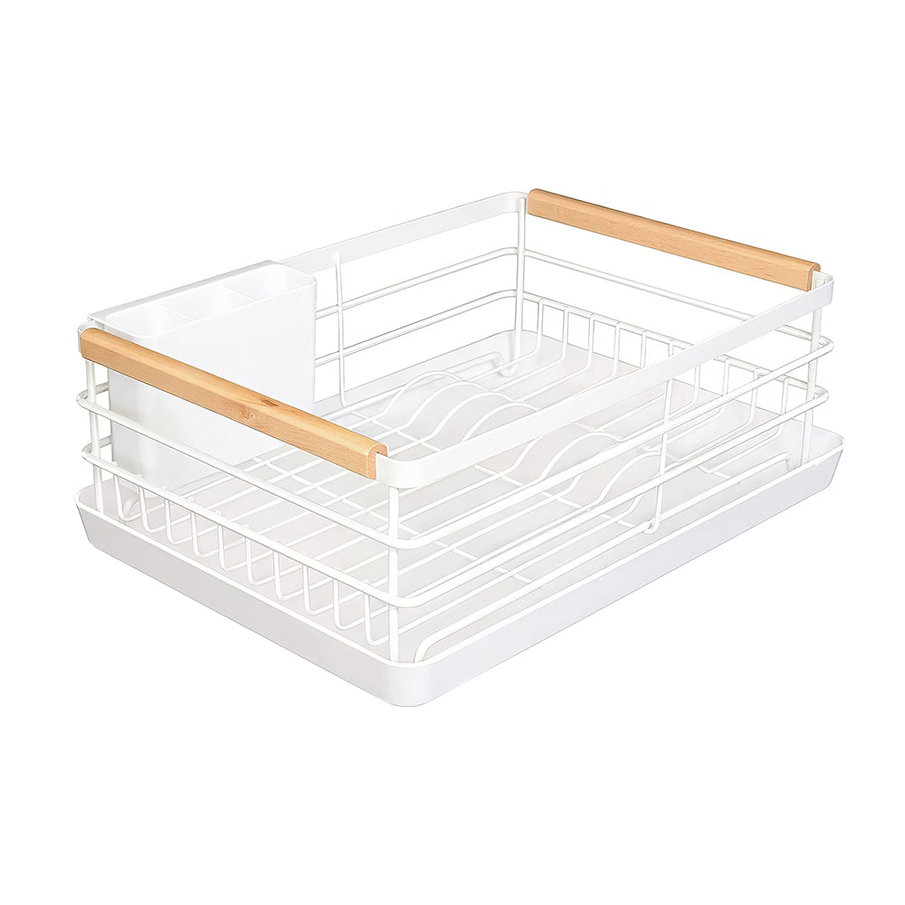 Stainless Steel Dish Drying Rack with Removable Cutlery Holder and Drainboard for Kitchen Counter