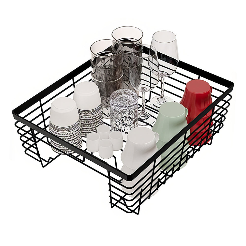 Kitchen Dish Drying Rack Set with Drainboard Full Mesh Utensil Holder Silverware Caddy