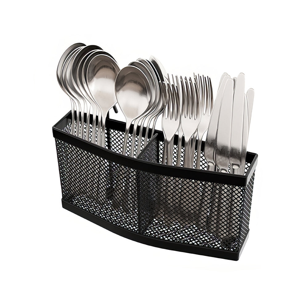 Kitchen Dish Drying Rack Set with Drainboard Full Mesh Utensil Holder Silverware Caddy