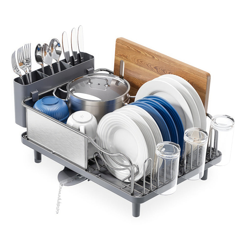 Stainless Steel Dish Drying Rack Large Capacity Countertop Drainer with Drainboard and Utensil Holder