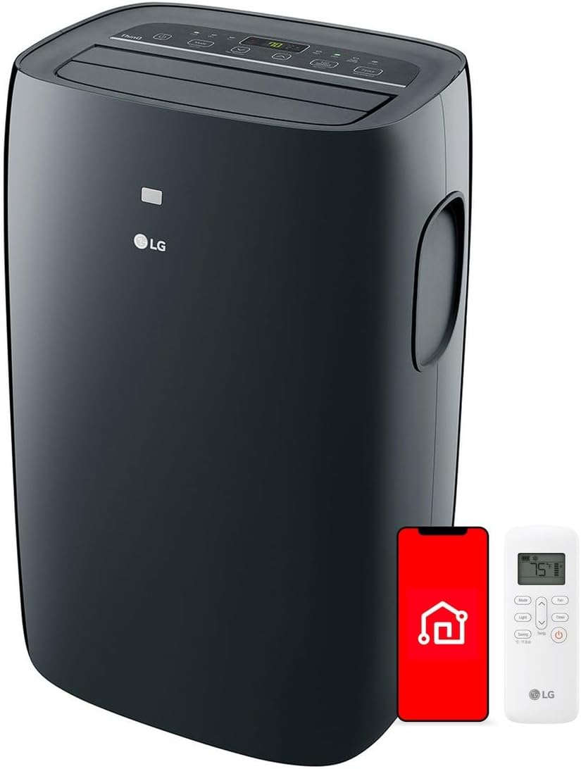 LG 8,350 BTU (DOE) / 12,000 BTU (ASHRAE) Smart Portable Air Conditioner, Cools 350 Sq.Ft. (14' x 25' room size),Smartphone & Voice Control works with LG ThinQ, Amazon Alexa and Hey Google, 115V woonhhop