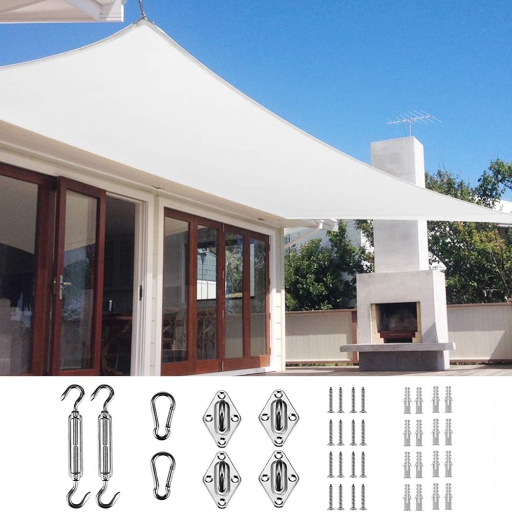 Quictent Sun Shade Sail for Patio, 185GSM Heavy Duty Rectangular Outdoor Sunshades UV Block Outside Canopy Cover for Backyard White and Grey Multi 20x26ft woonhhop