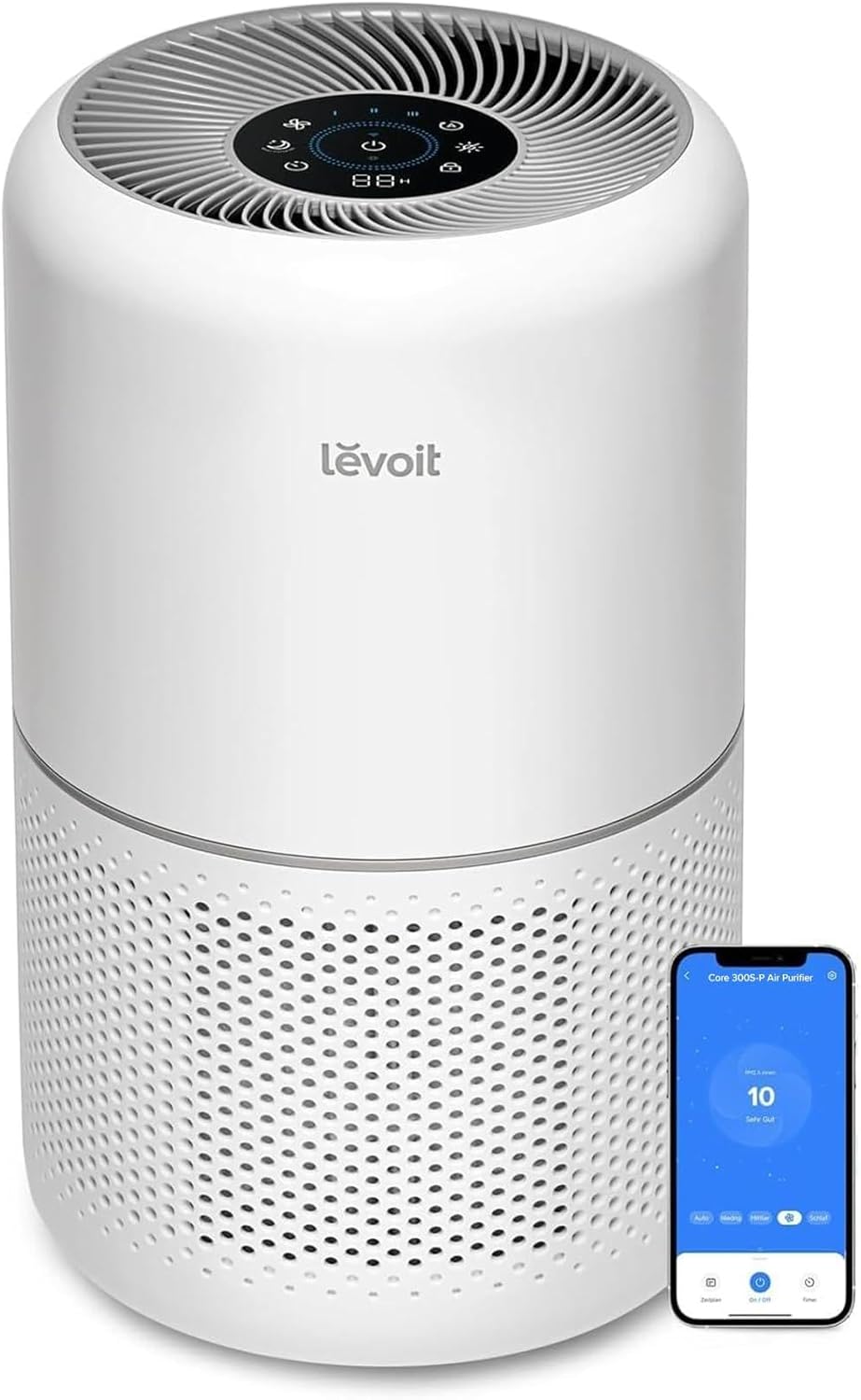 LEVOIT Air Purifier for Home Allergens Pet Hair in Bedroom, Covers Up to 1073 ft² by 56W High Torque Motor, AHAM VERIFIDE, 3-in-1 Filter with HEPA Sleep Mode, Remove Dust Smoke Odor, Core300-P, White woonhhop