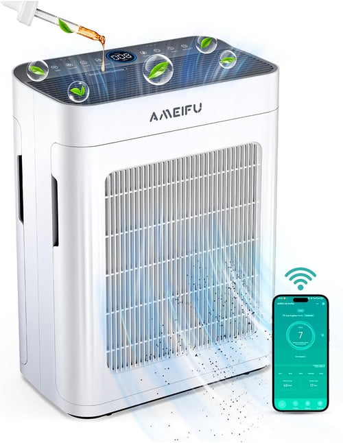 Air Purifiers for Home Large Room 3500 Ft2 with Washable Pre-filter, 3-Stage HEPA Double-Sided Air Purifier, Smart WiFi APP Control, Sleep Mode, PM2.5 Display Air Cleaner for Pets Hair, Dust, Smoke woonhhop