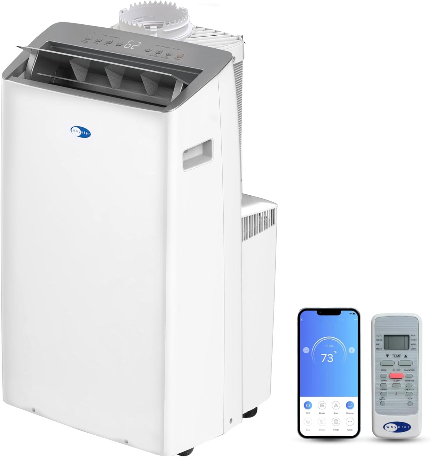 Whynter ARC-1230WN 14,000 BTU (12,000 BTU SACC) NEX Inverter Dual Hose Cooling Portable Air Conditioner, Dehumidifier, and Fan with Smart Wi-Fi, Up to 600 sq ft in White woonhhop