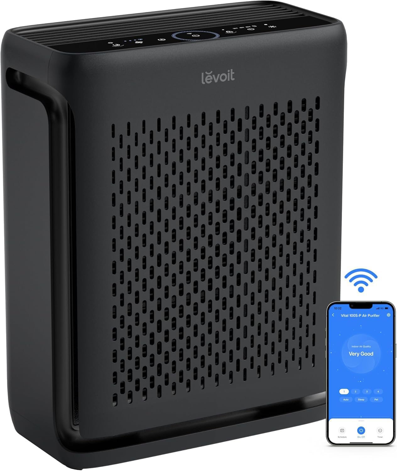 LEVOIT Air Purifier for Home Large Room Up to 1073Ft² with Air Quality Monitor, AHAM VERIFIDE, Smart WiFi, Washable Pre-Filter, HEPA Sleep Mode for Pets, Allergies, Dust, Pollen, Vital 100S-P, White woonhhop