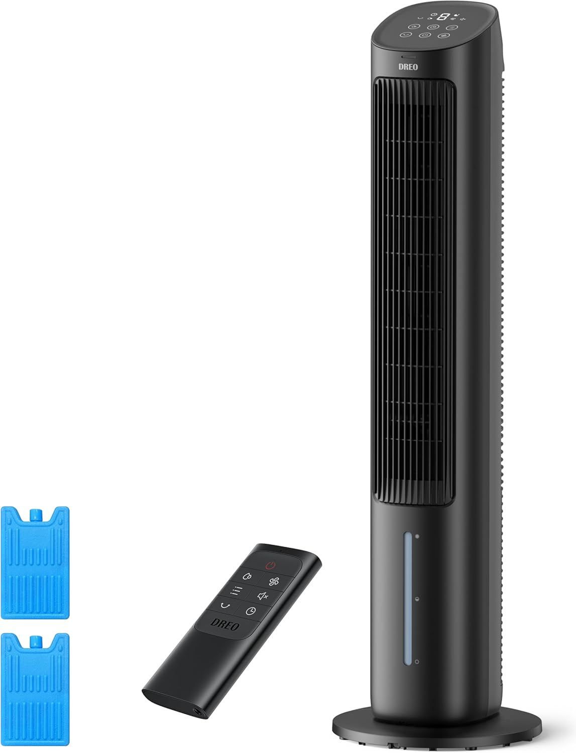 DREO Portable Air Conditioners Fan, 40?Standing Fans that Blow Cold Air, Portable AC?0° Oscillating Evaporative Air Cooler，Removable Water Tank, Ice Packs, Remote Control, 4 Speeds, 7H Timer, White woonhhop