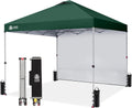 CROWN SHADES 10x10 Pop Up Canopy with 1 Side Wall - Beach Tent with One Push Setup - Outdoor Sun Shade for Events, Parties, Camping - Gazebo with STO-N-Go Cover Bag (White) woonhhop