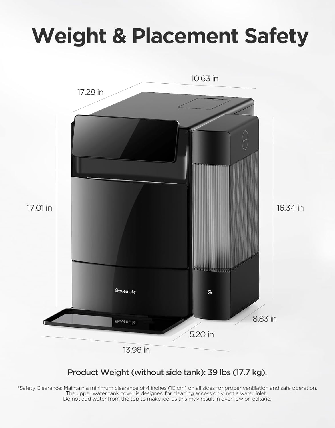 GoveeLife Smart Nugget Ice Maker Pro, 60lbs Daily, 6-Minute First Ice, 40dB Ultra-Quiet with AI NoiseGuard, App & Voice Control, Self-Clean, 3.5lbs Basket & Dual Water Tanks, for Home Kitchen, Party woonhhop