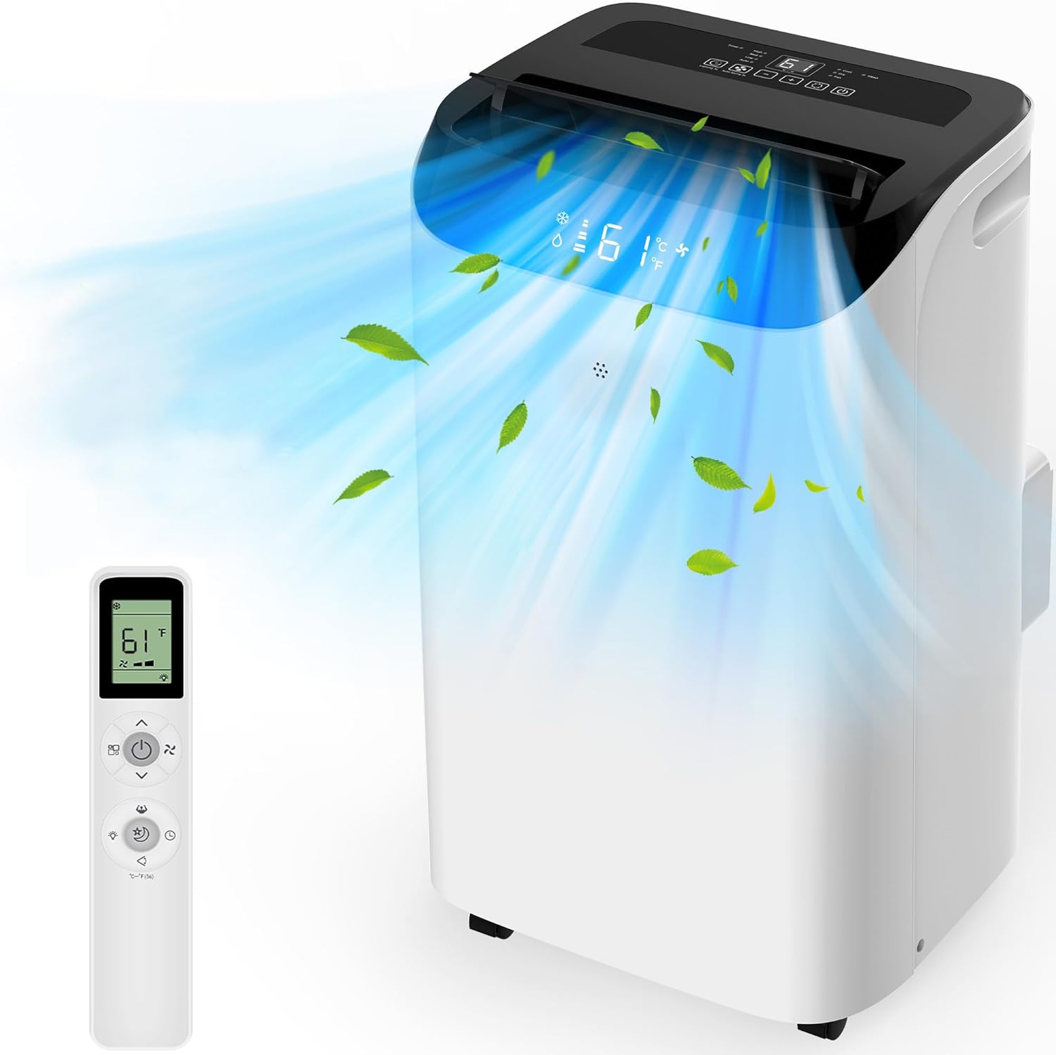 Inverter 16000BTU Portable Air Conditioners with Remote, Free Stand Cooling Portable AC Unit for Room up to 800 sq.ft, with Dehumidifier & Fan, Dual Hose, Quiet Sleep Mode(42dB), Windows Kit woonhhop