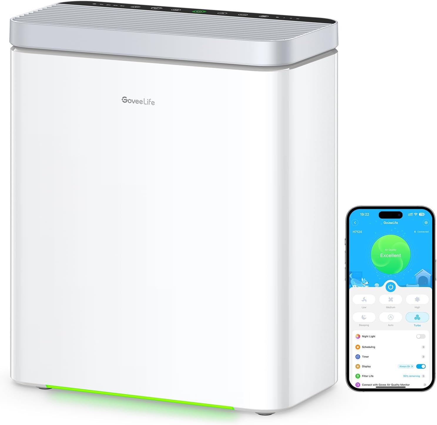 GoveeLife Smart Air Purifier for Home Large Rooms, Covers up to 1046 ft², PM2.5 Monitor, Sleep Mode, 3-in-1 Filter Air Purifier with App and Alexa Control for Pet Hair, Odors, Pollen and Smoke woonhhop