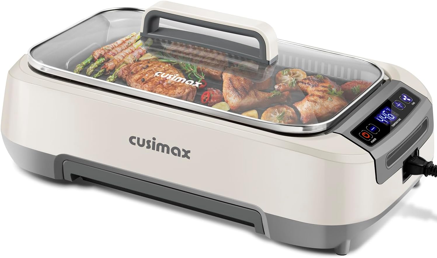 Smokeless Indoor Grill, CUSIMAX Electric Grill with Non-stick Removable Grill/Griddle Plate, 1500W Korean BBQ Grill with LED Smart Display & Tempered Glass Lid, Easy to Clean, Black woonhhop
