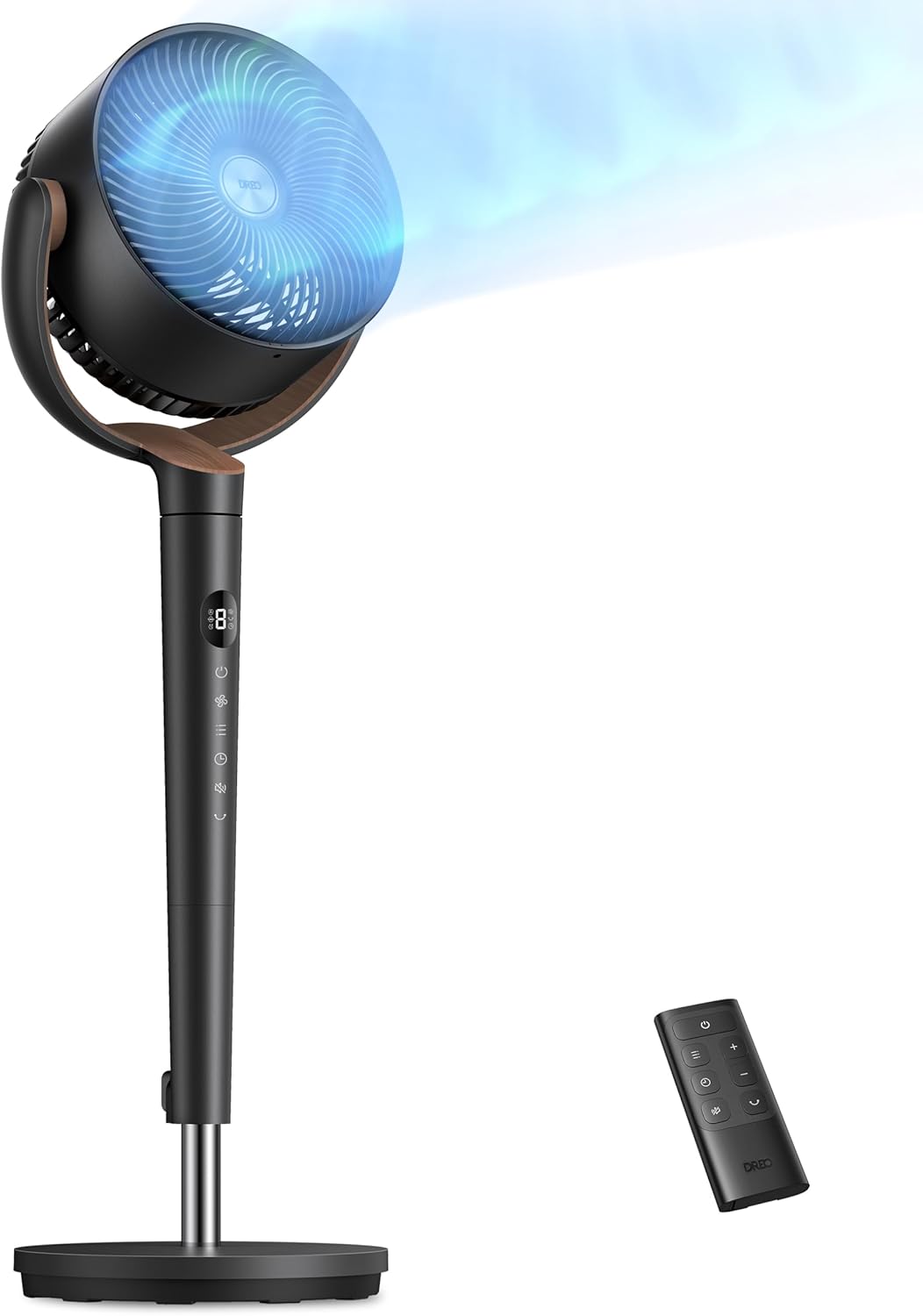 Dreo Fan for Bedroom, 120° Oscillating Standing Fans, Quiet Floor Fan with DC Motor, 100ft Pedestal Fans for Room, 9 Speeds, 4 modes, 20dB, 120° Manual Vertical, 37-42" Adjustable Height, 9H Timer woonhhop