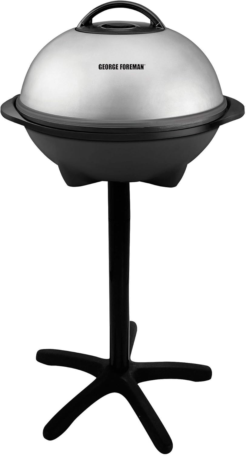 George Foreman Indoor/Outdoor Electric Patio Grill, Apartment Approved, 15-Serving, Removable Stand, Black woonhhop
