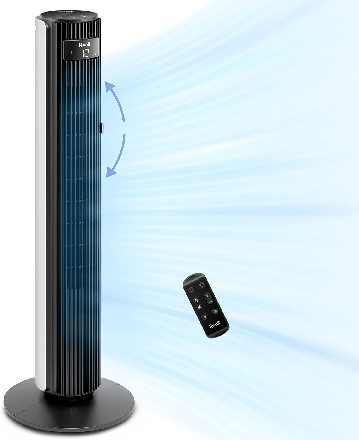 LEVOIT Smart 42 inch Tower Fan for Bedroom, DC motor, Oscillating with Quiet 26ft/s Velocity, 25dB Bladeless Floor Fan for Home Space, 12 Speeds, 4 Modes, 24H Timer with APP, Works with Alexa, Remoter woonhhop