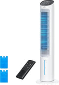 DREO Portable Air Conditioners Fan, 40?Standing Fans that Blow Cold Air, Portable AC?0° Oscillating Evaporative Air Cooler，Removable Water Tank, Ice Packs, Remote Control, 4 Speeds, 7H Timer, White woonhhop