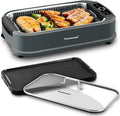 Indoor Smokeless Grill, Techwood 1500W Electric Indoor Grill with Tempered Glass Lid, Portable Non-stick BBQ Korean, Turbo Smoke Extractor Technology, Drip Tray& Double Removable Plate, Black woonhhop