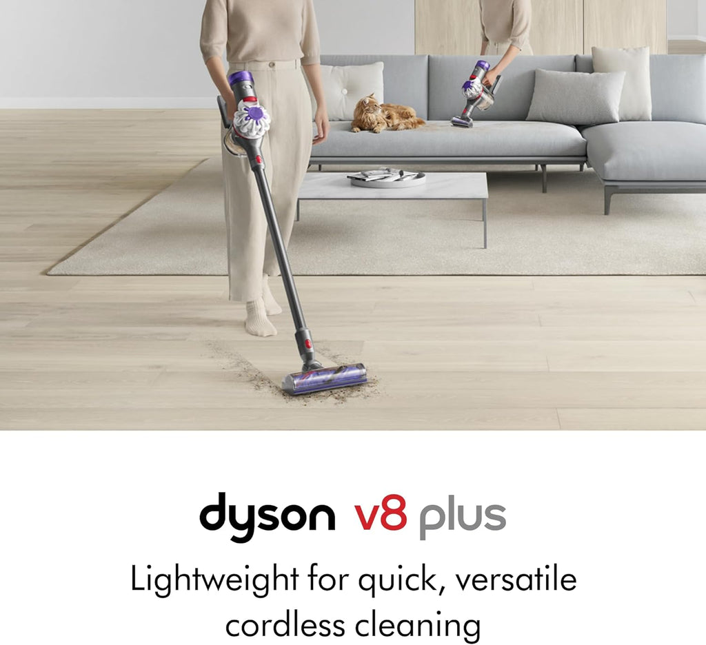 Dyson V8 Plus Cordless Vacuum, Cleans Hard Floors and Carpets, Detangles, Converts to Handheld, 115AW, 2 Power Modes, Up to 40 Minutes¹ woonhhop