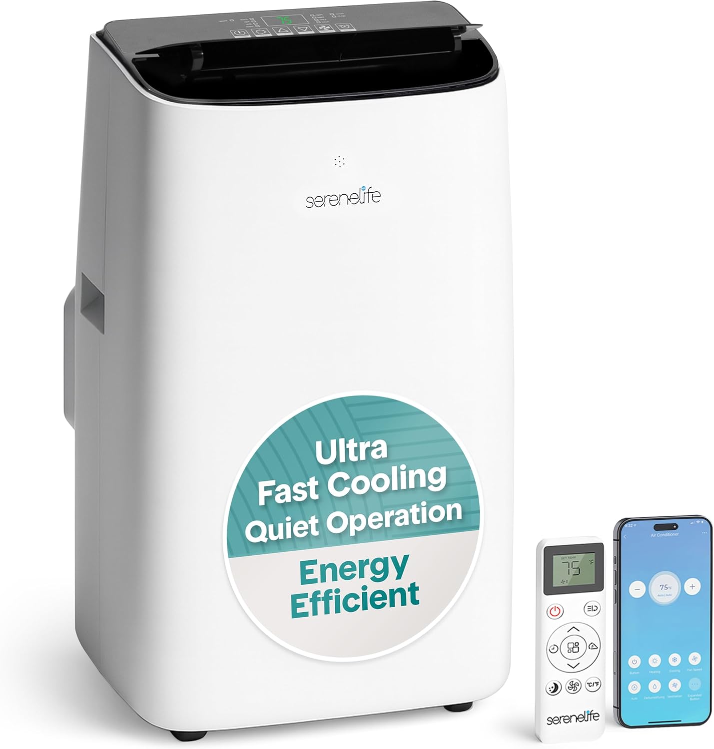 SereneLife 3-in-1 Portable Air Conditioner with Built-in Dehumidifier Function,Fan Mode, Remote Control, Complete Window Mount Exhaust Kit woonhhop