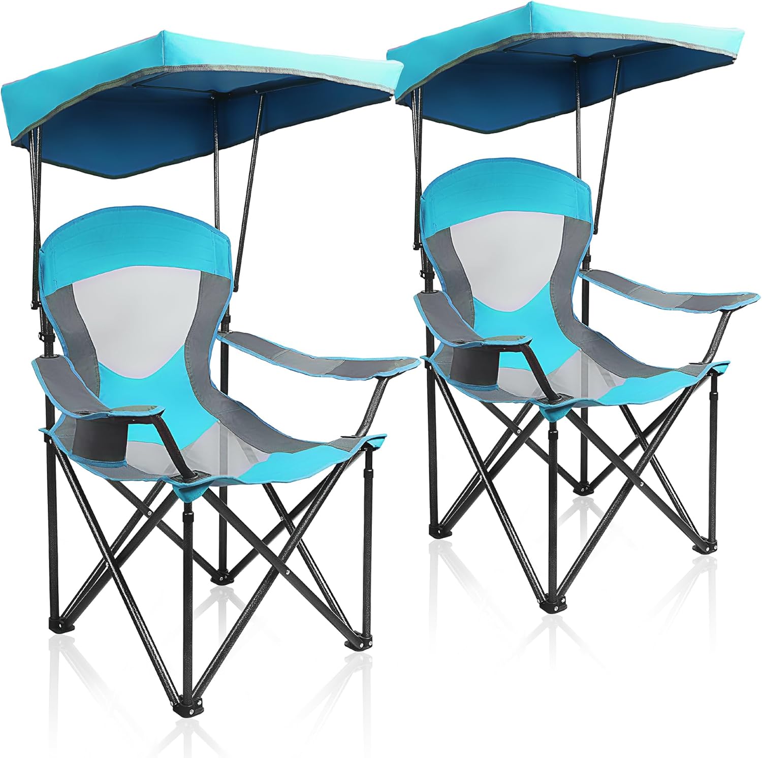 ALPHA CAMP Heavy Duty Canopy Camping Chair, 350 lbs Capacity Oversized Folding Chair with Adjustable Sunshade, Portable Sunshade Chair with Cup Holder for Beach, Fishing, Outdoor woonhhop