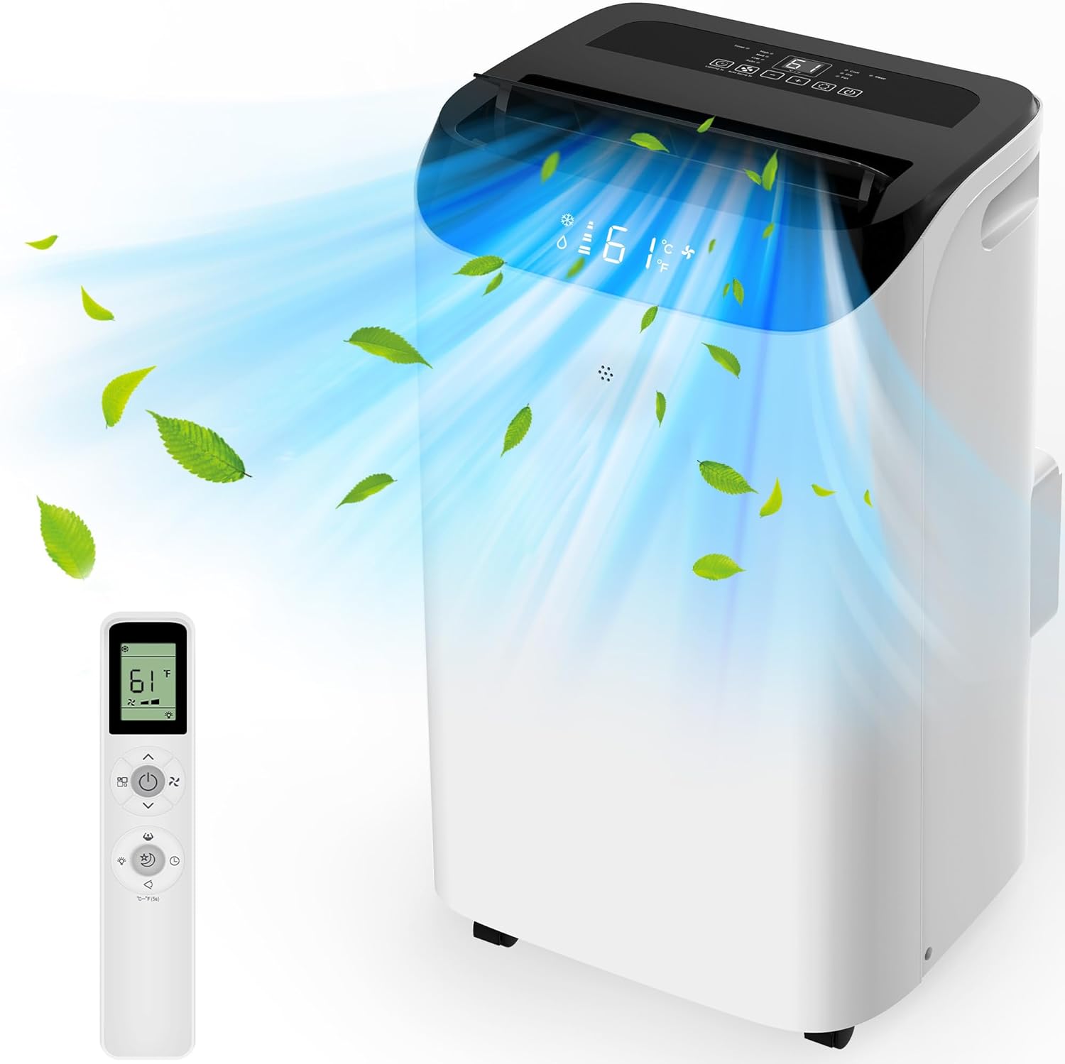 Inverter 16000BTU Portable Air Conditioners with Remote, Free Stand Cooling Portable AC Unit for Room up to 800 sq.ft, with Dehumidifier & Fan, Dual Hose, Quiet Sleep Mode(42dB), Windows Kit woonhhop