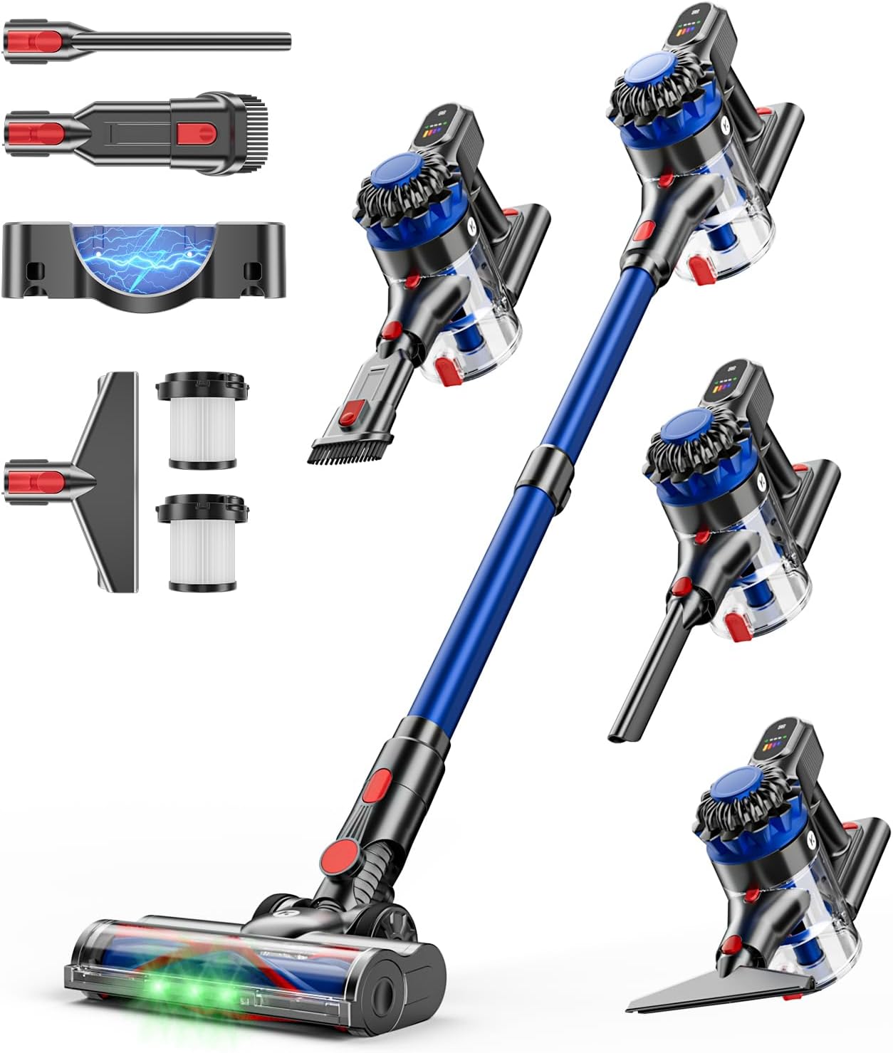 Cordless Vacuum Cleaner, 500W/40Kpa Vacuum Cleaners for Home, 60Mins Stick Vacuum with LED Display, Anti-Tangle & Wall Mount Charging, 8 in 1 Lightweight Vacuum for Hard Floors Carpet Pet Hair woonhhop