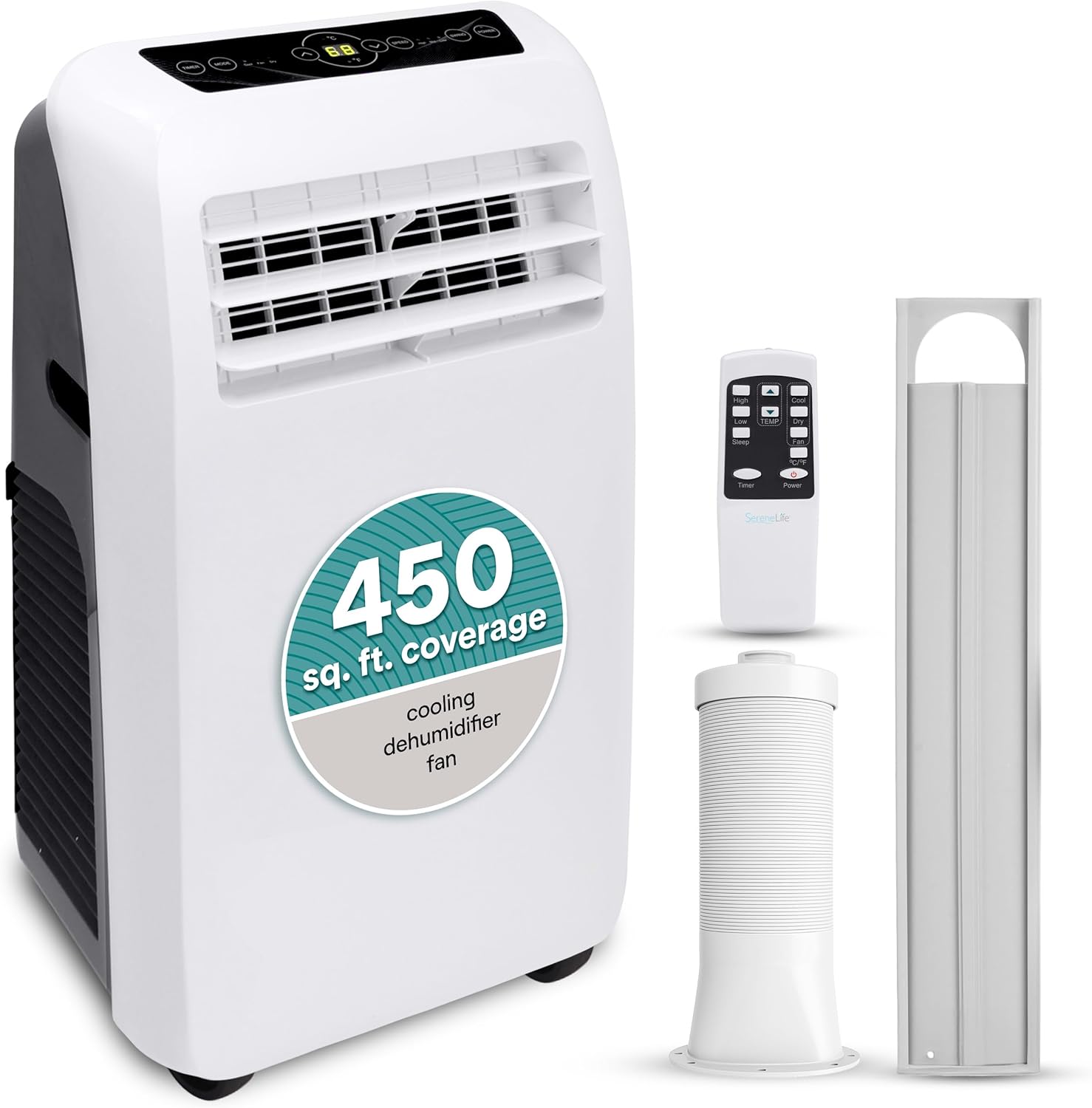 SereneLife Small Air Conditioner Portable 12,000 BTU with Built-in Dehumidifier - Portable AC Unit for Rooms up to 550 sq ft - Remote Control, Window Mount Exhaust Kit woonhhop
