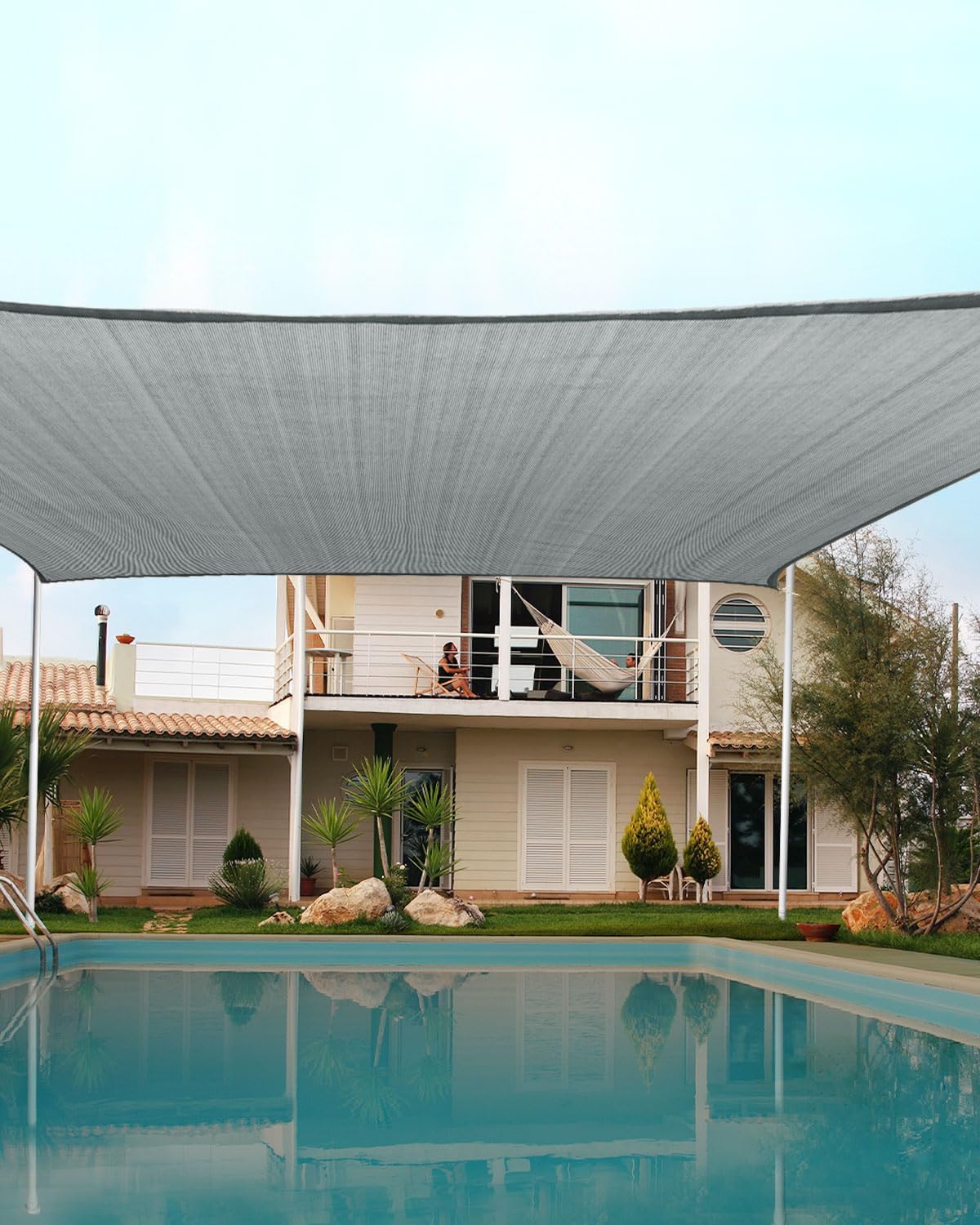 Quictent Sun Shade Sail for Patio, 185GSM Heavy Duty Rectangular Outdoor Sunshades UV Block Outside Canopy Cover for Backyard White and Grey Multi 20x26ft woonhhop
