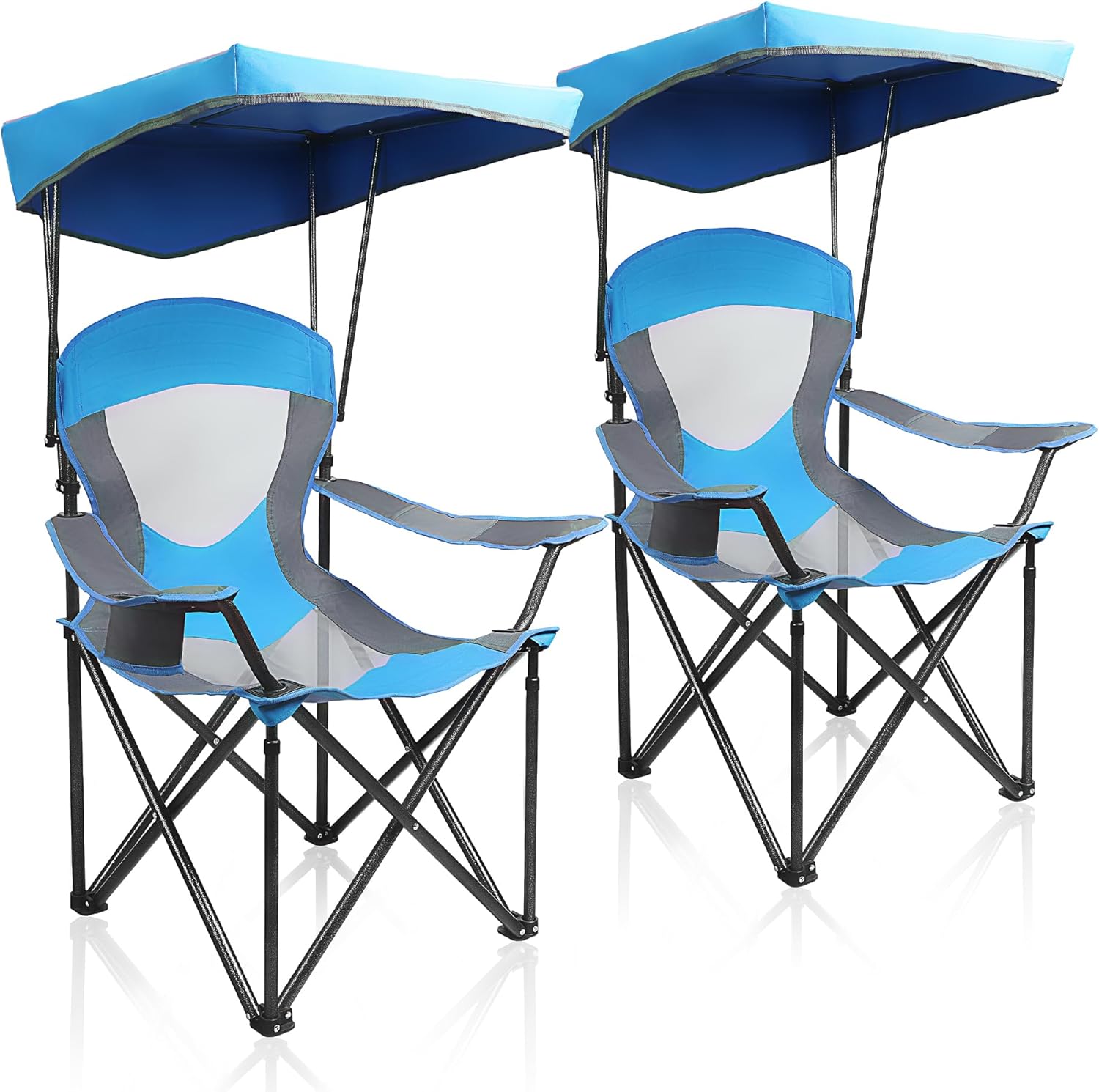 ALPHA CAMP Heavy Duty Canopy Camping Chair, 350 lbs Capacity Oversized Folding Chair with Adjustable Sunshade, Portable Sunshade Chair with Cup Holder for Beach, Fishing, Outdoor woonhhop