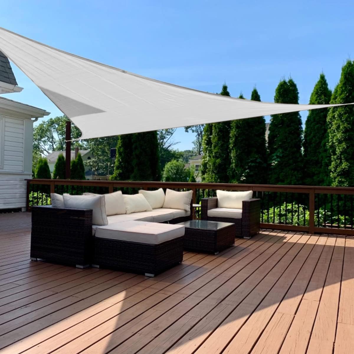 Quictent Sun Shade Sail for Patio, 185GSM Heavy Duty Rectangular Outdoor Sunshades UV Block Outside Canopy Cover for Backyard White and Grey Multi 20x26ft woonhhop