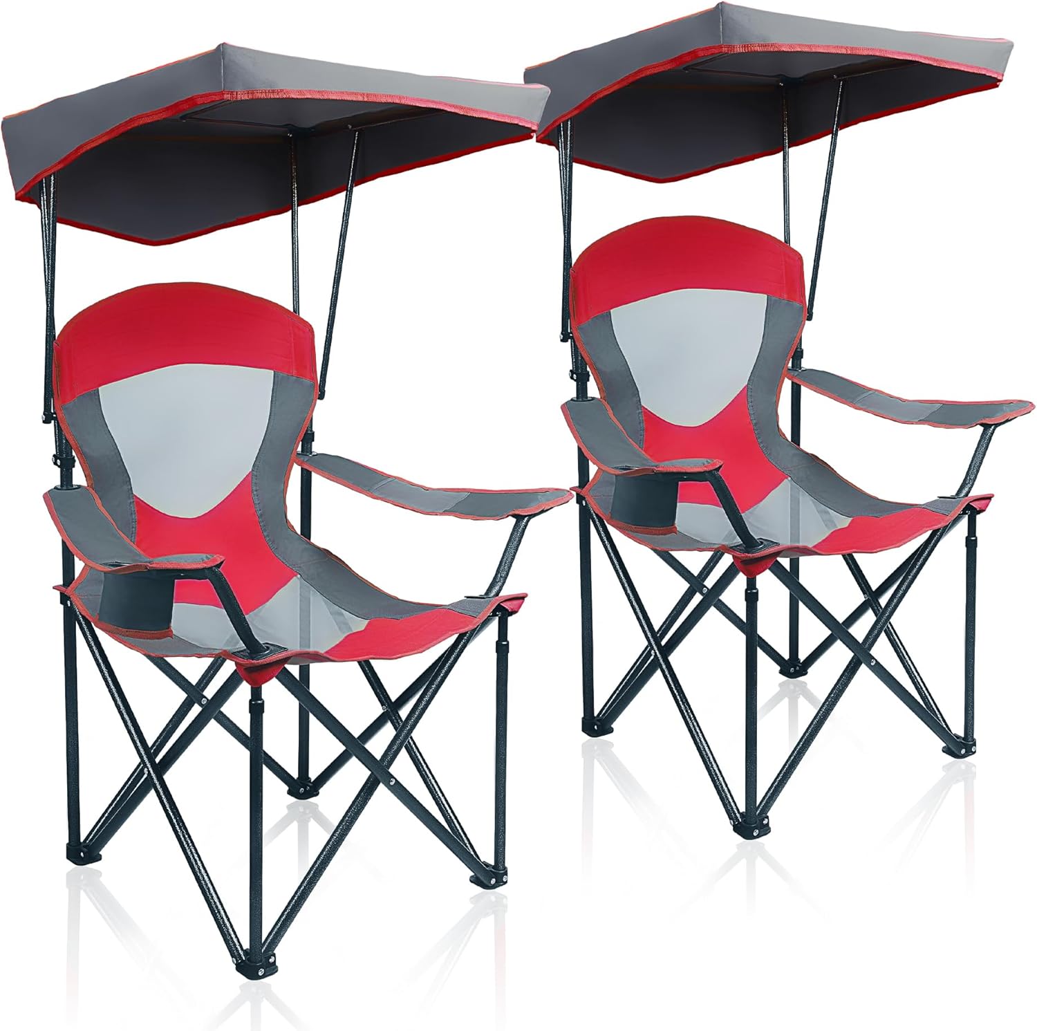 ALPHA CAMP Heavy Duty Canopy Camping Chair, 350 lbs Capacity Oversized Folding Chair with Adjustable Sunshade, Portable Sunshade Chair with Cup Holder for Beach, Fishing, Outdoor woonhhop
