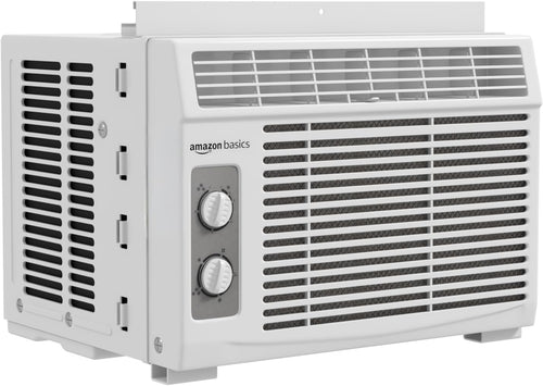 Amazon Basics 5000-BTU Window Air Conditioner with Quiet Operation, Up to 150 Sqf, Cool and Fan Functions, Washable Filter, Adjustable Window Kit, Intuitive Mechanical Controls, for Small Room, White woonhhop