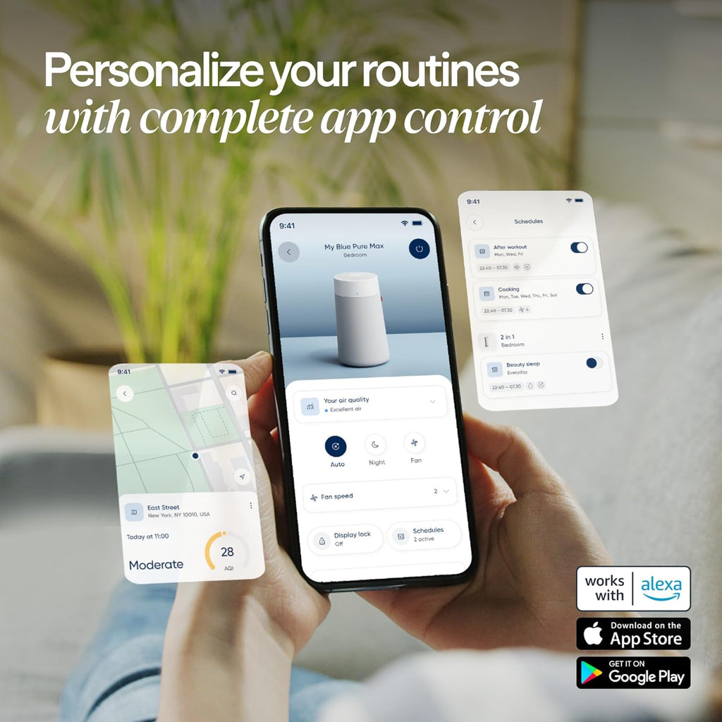 BLUEAIR Air Purifiers for Medium Rooms, Bedroom, Kitchen, Cleans 1,858 sqft in one hour, HEPASilent Smart Air Cleaner for Home, Pets, Allergies, Virus, Dust, Mold, Smoke - Blue Pure 311i Max woonhhop