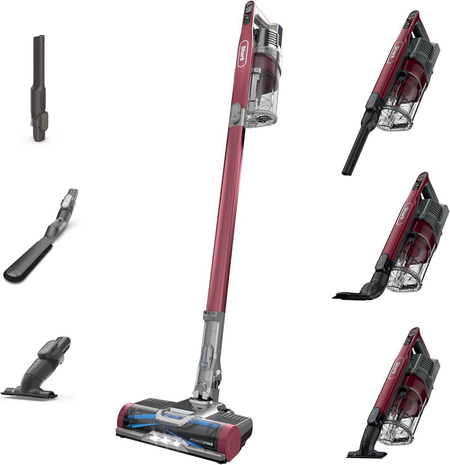 Shark Cordless Vacuum Cleaner, HEPA Filter, Lightweight, Portable, Rechargeable, Pet Hair Pickup, Removable Handheld, Crevice, Upholstery & Dusting Brush Included, 40-min runtime, Red, IZ362H woonhhop