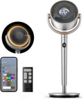 DREO Smart Fan for Bedroom, 120° +120° Omni-Directional Oscillating Fans, 100ft Quiet Pedestal Fan with RGB Light, 9 Speeds, 6 Modes, 20dB, 8H Timer, Wi-Fi/Voice/Alexa, 37-42" Floor Fans with Remote woonhhop
