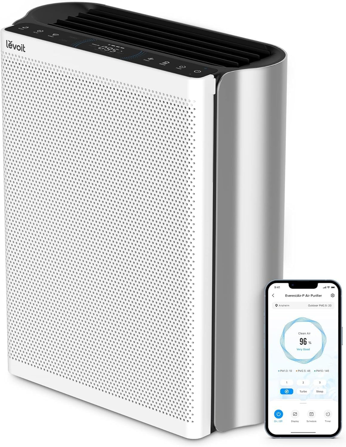 LEVOIT Air Purifiers for Home Large Room Up to 1733 Ft² With HEPA Sleep Mode, AHAM VERIFIDE, Auto Mode, Air Quality Monitor, Smart WiFi, 3-in-1 Filter For Pet Allergy, Smoke, Dust, Core 400S-P, White woonhhop