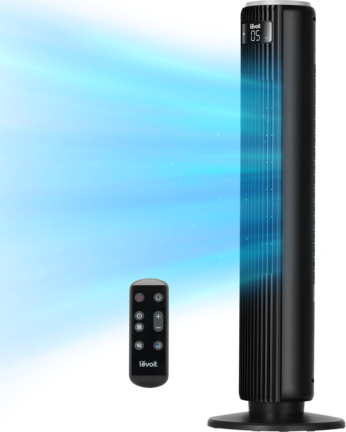 LEVOIT Smart 42 inch Tower Fan for Bedroom, DC motor, Oscillating with Quiet 26ft/s Velocity, 25dB Bladeless Floor Fan for Home Space, 12 Speeds, 4 Modes, 24H Timer with APP, Works with Alexa, Remoter woonhhop