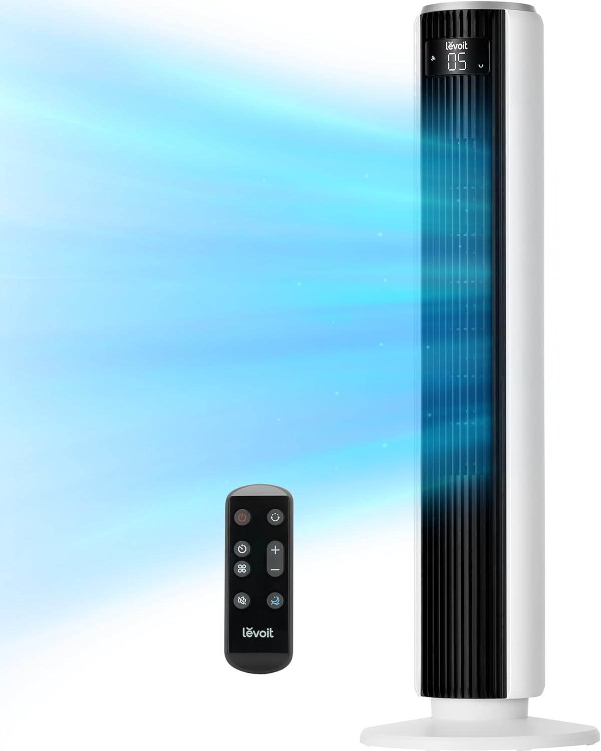 LEVOIT Smart 42 inch Tower Fan for Bedroom, DC motor, Oscillating with Quiet 26ft/s Velocity, 25dB Bladeless Floor Fan for Home Space, 12 Speeds, 4 Modes, 24H Timer with APP, Works with Alexa, Remoter woonhhop