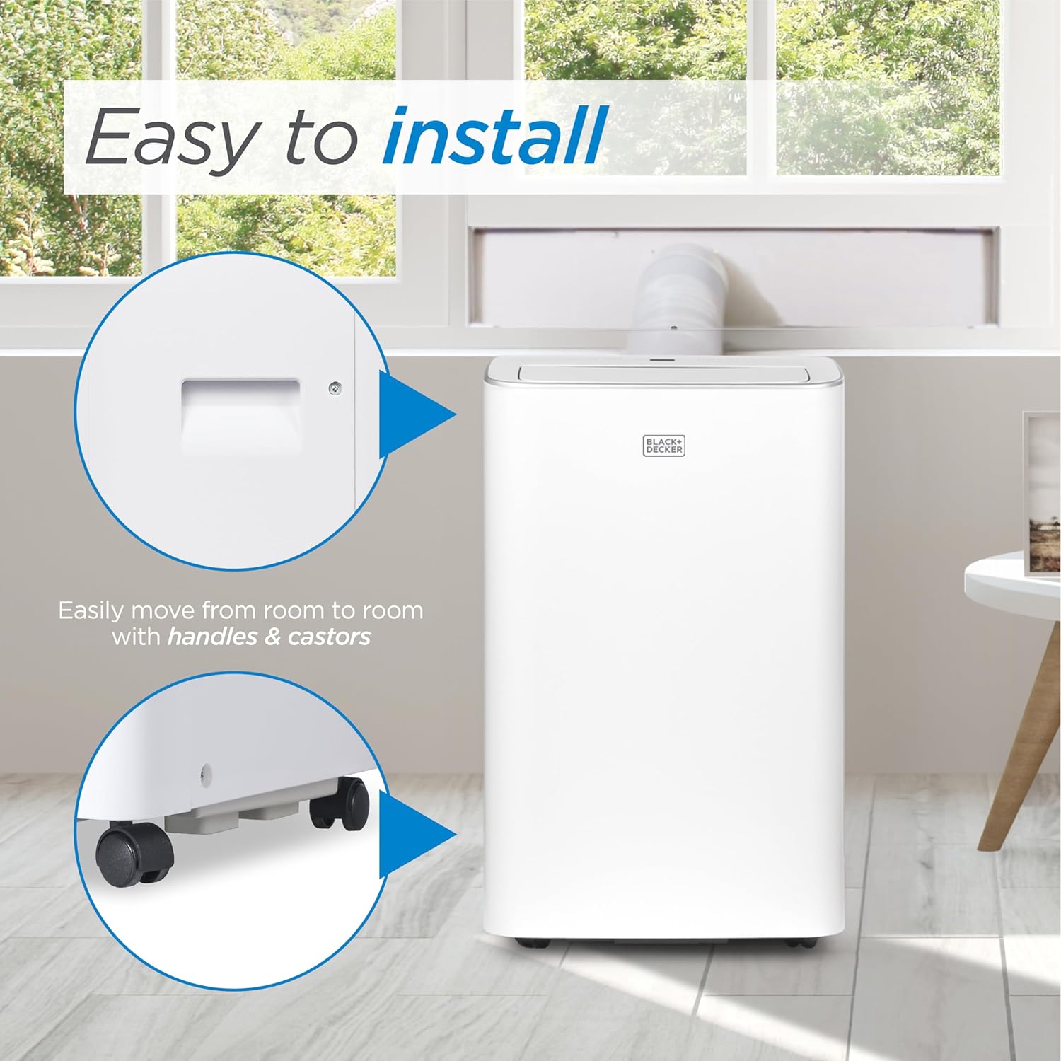 BLACK+DECKER Smart Portable Air Conditioner,12,000 BTU, for Rooms Up To 550 Sq. Ft., Portable AC with Inverter Compressor & Window Kit, BPACT08NM, White woonhhop