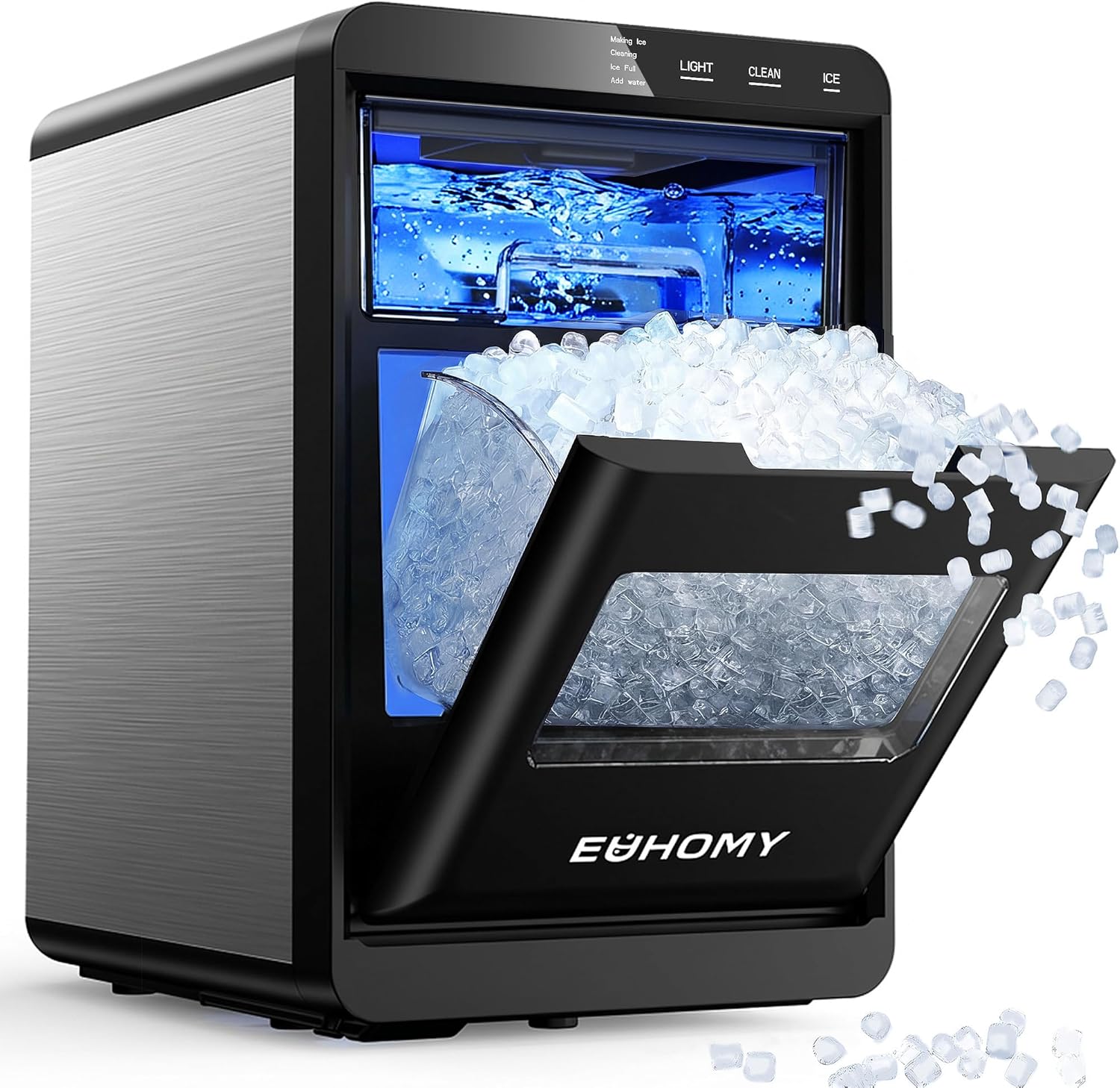 EUHOMY Nugget Ice Maker Countertop, 40Lbs/24H Pebble Ice Maker Machine, Self-Cleaning Countertop Sonic Ice Makers with Ice Scoop&Basket, Pellet Ice Maker Machine for Home/Kitchen/Office woonhhop