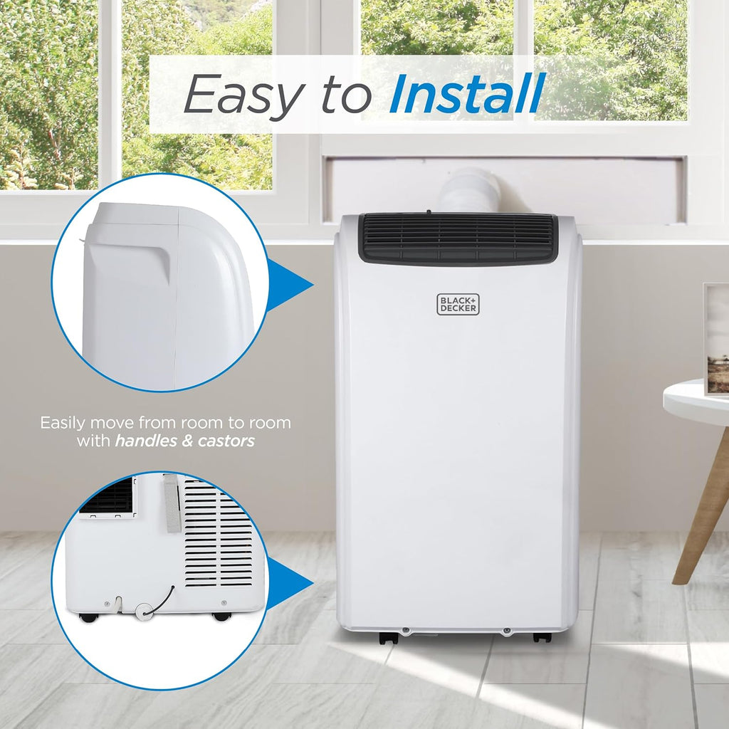 BLACK+DECKER Smart Portable Air Conditioner, 12,000 BTU for Rooms up to 550 Sq. Ft., Smart Portable AC with Follow Me Remote and Window Kit, BPACT12WT, White woonhhop