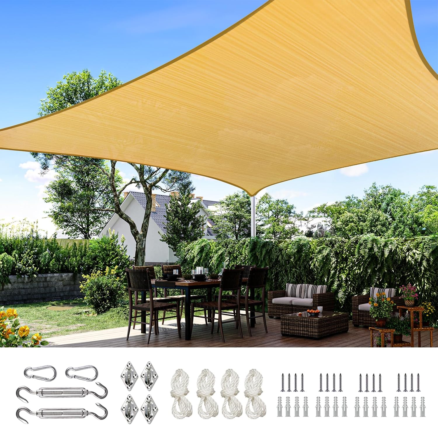 Quictent Sun Shade Sail for Patio, 185GSM Heavy Duty Rectangular Outdoor Sunshades UV Block Outside Canopy Cover for Backyard White and Grey Multi 20x26ft woonhhop