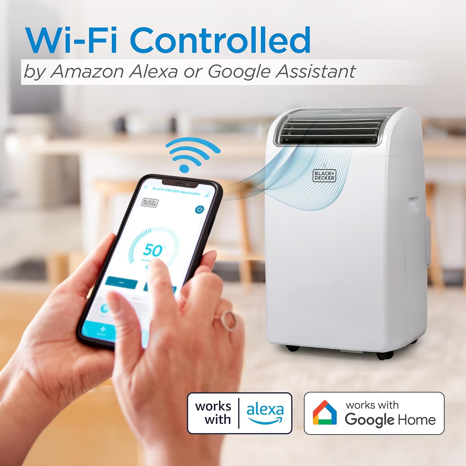 BLACK+DECKER Smart Portable Air Conditioner, 12,000 BTU for Rooms up to 550 Sq. Ft., Smart Portable AC with Follow Me Remote and Window Kit, BPACT12WT, White woonhhop