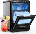 CyberChill Nugget Ice Maker Countertop 44lbs Per Day Pebble Sonic Ice Makers Machine Chewable Pellet Ice with Self-Cleaning Removable Water Tank See Through Window for Home/Kitchen/Office woonhhop