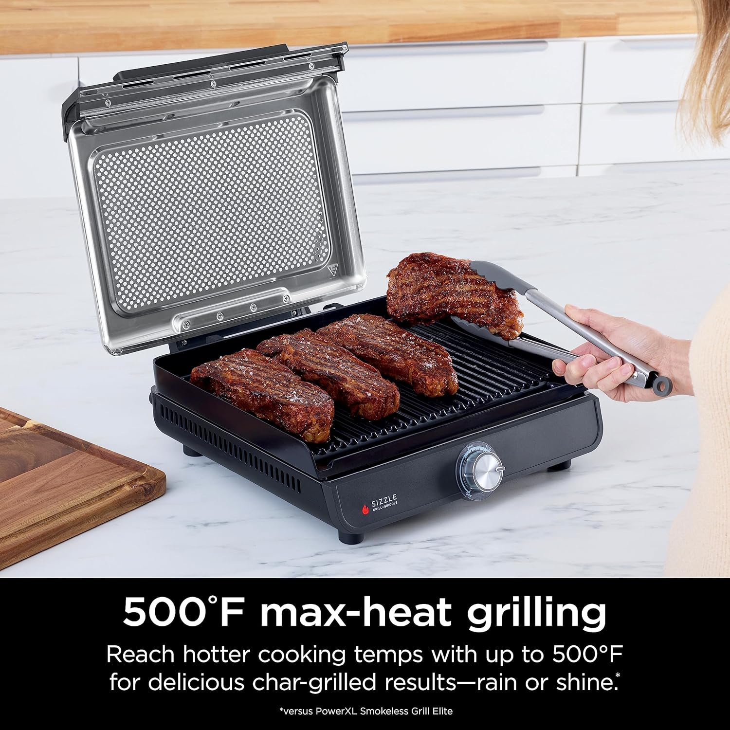 Ninja Griddle and Indoor Grill, 14’? Electric Grill, For Steak, Burgers, Salmon, Veggies, and More, Pancake Griddle, Nonstick, Dishwasher Safe, 500F, Even Cooking, Silver, GR101 woonhhop