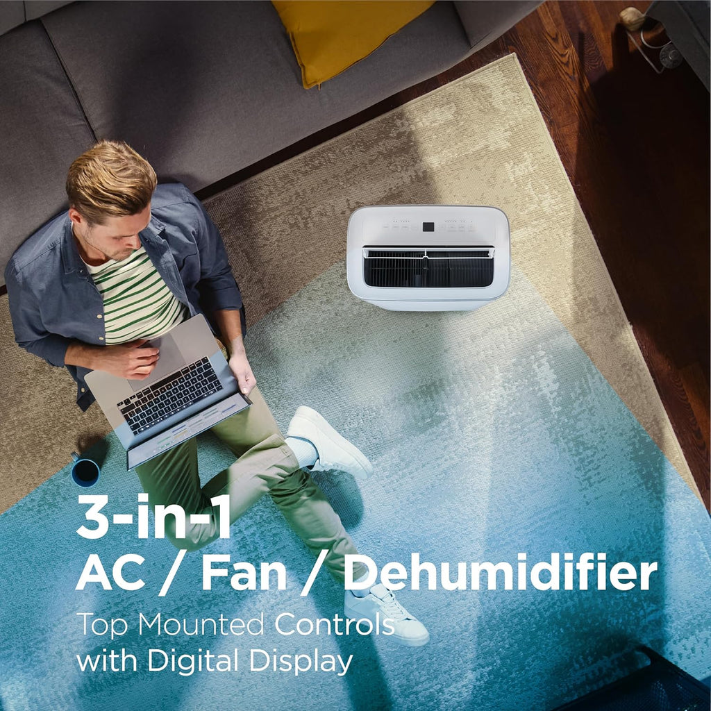 BLACK+DECKER Smart Portable Air Conditioner,12,000 BTU, for Rooms Up To 550 Sq. Ft., Portable AC with Inverter Compressor & Window Kit, BPACT08NM, White woonhhop