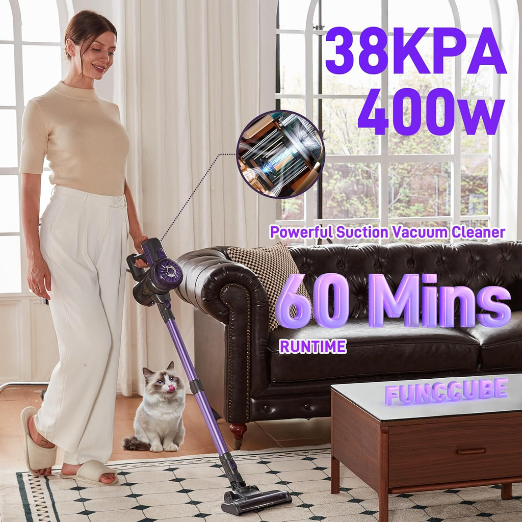 Cordless Vacuum Cleaner, Lightweight 2-in-1 Stick & Handheld Vacuum for Apartment, Pet Hair & Car Cleaning, S1 woonhhop